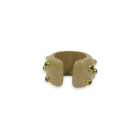 Pre Loved Chanel Cuff Bracelet Gold Studs Women Rings - Picture 3 of 8